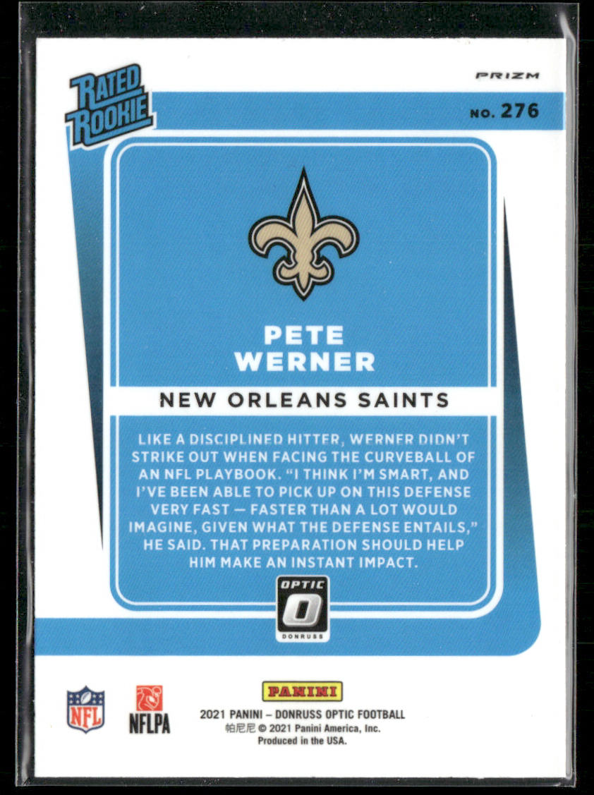 Pete Werner 2021 Donruss Optic Blue Scope #276 RC New Orleans Saints