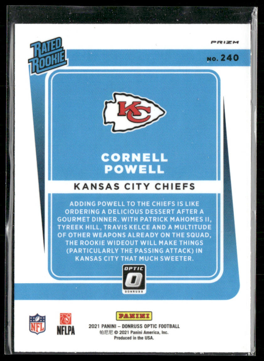 Cornell Powell 2021 Donruss Optic Blue Scope #240 RC Kansas City Chiefs
