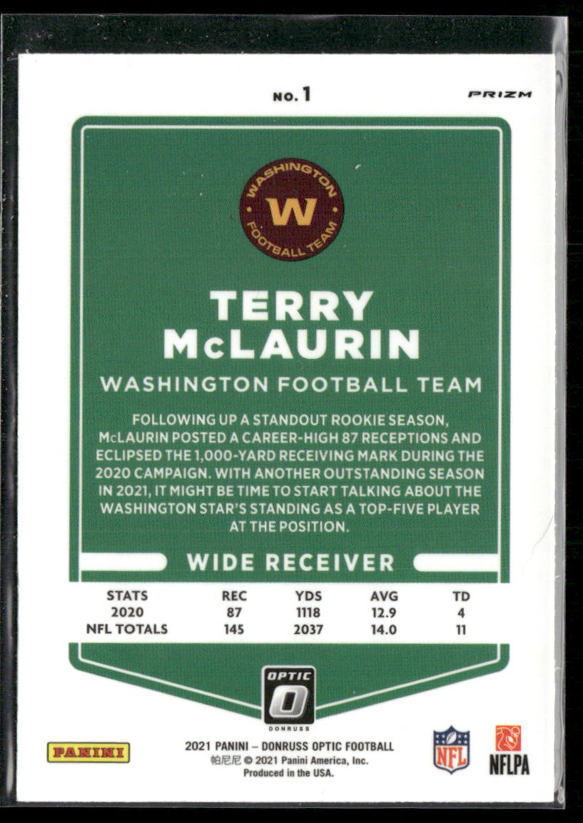 Terry McLaurin 2021 Donruss Optic Holo #1 Washington Football Team