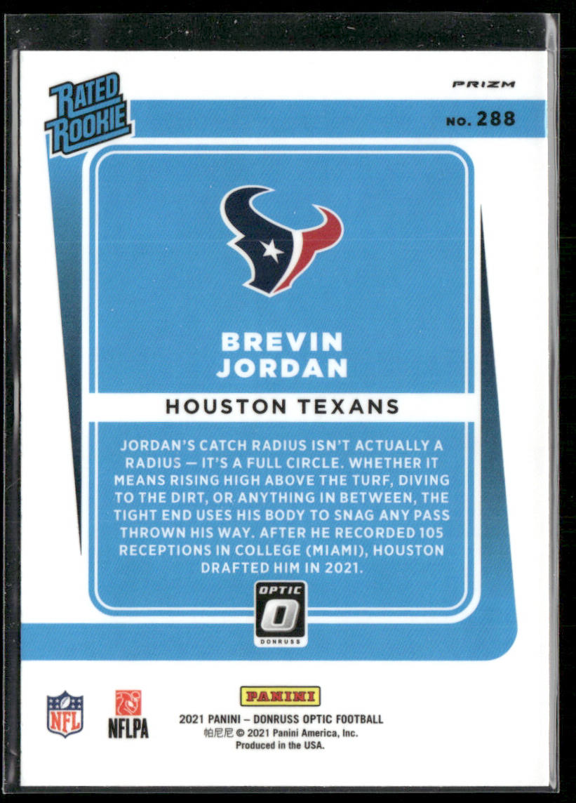 Brevin Jordan 2021 Donruss Optic Blue Hyper #288 RC Houston Texans