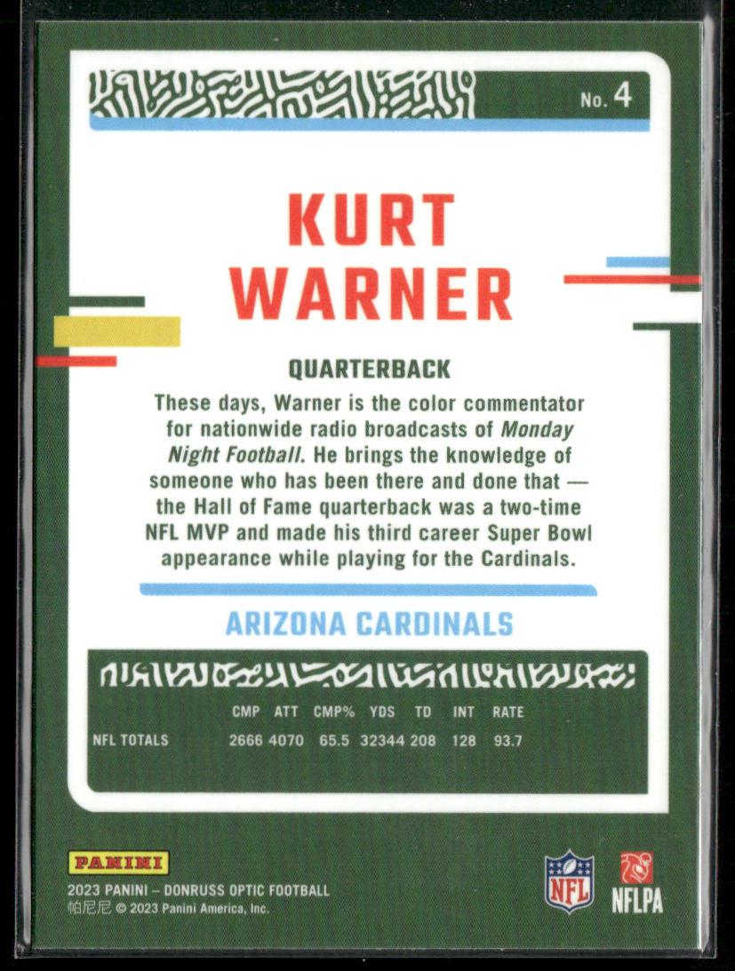 Kurt Warner 2023 Donruss Optic #4 Arizona Cardinals