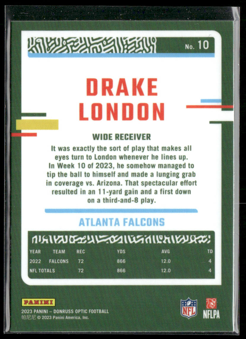 Drake London 2023 Donruss Optic #10 Atlanta Falcons