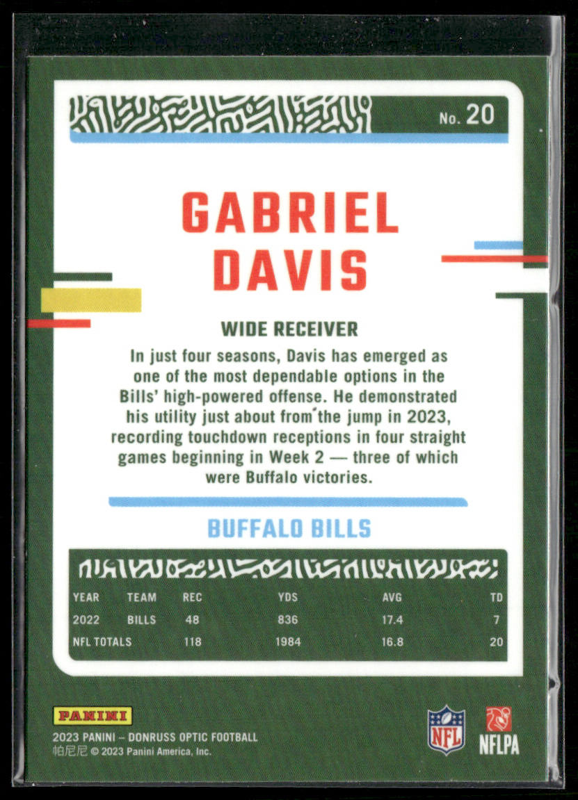 Gabriel Davis 2023 Donruss Optic #20 Buffalo Bills