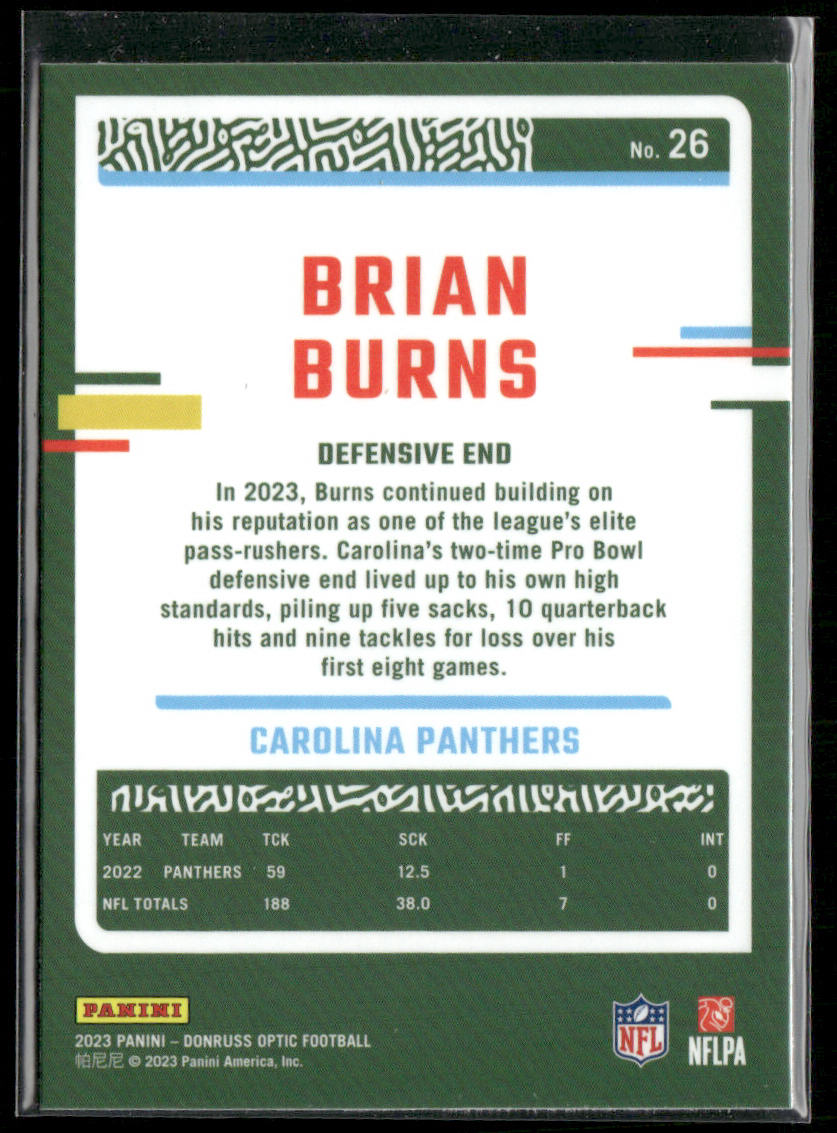 Brian Burns 2023 Donruss Optic #26 Carolina Panthers