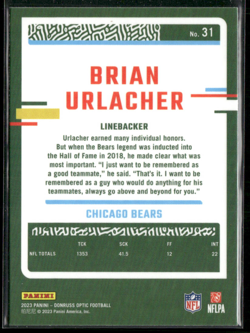 Brian Urlacher 2023 Donruss Optic #31 Chicago Bears