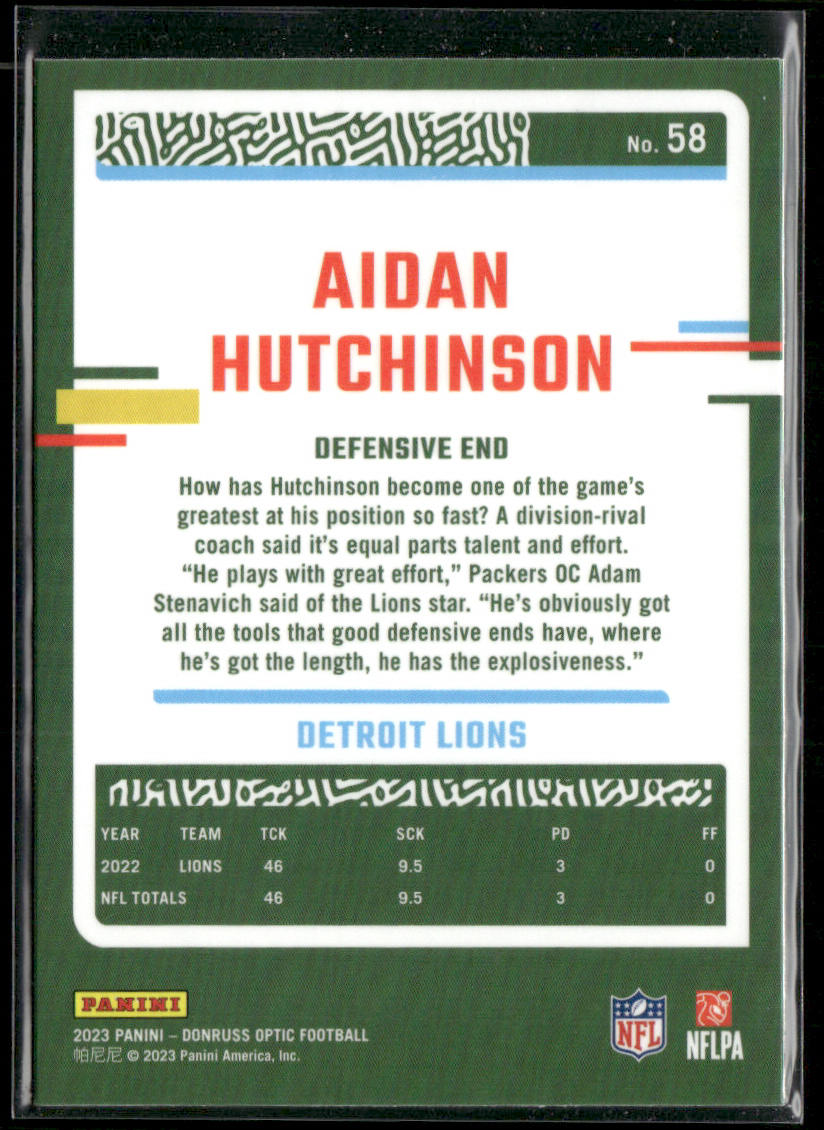 Aidan Hutchinson 2023 Donruss Optic #58 Detroit Lions