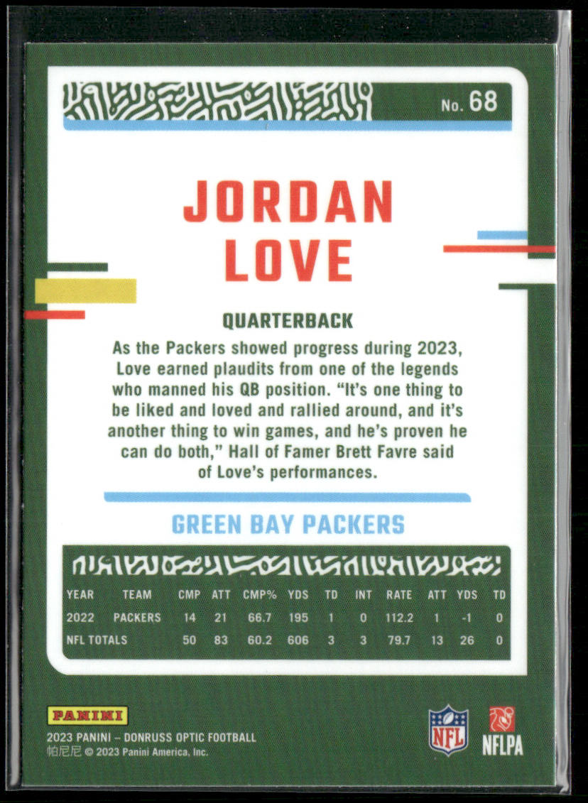 Jordan Love 2023 Donruss Optic #68 Green Bay Packers