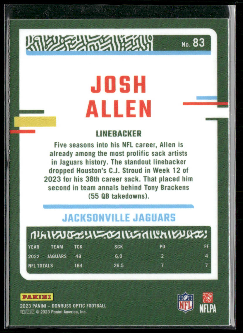 Josh Allen 2023 Donruss Optic #83 Jacksonville Jaguars