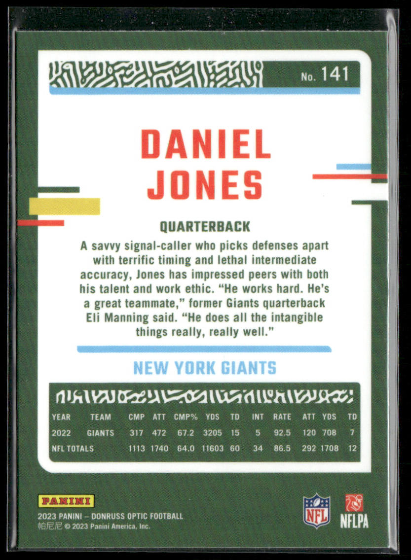 Daniel Jones 2023 Donruss Optic #141 New York Giants