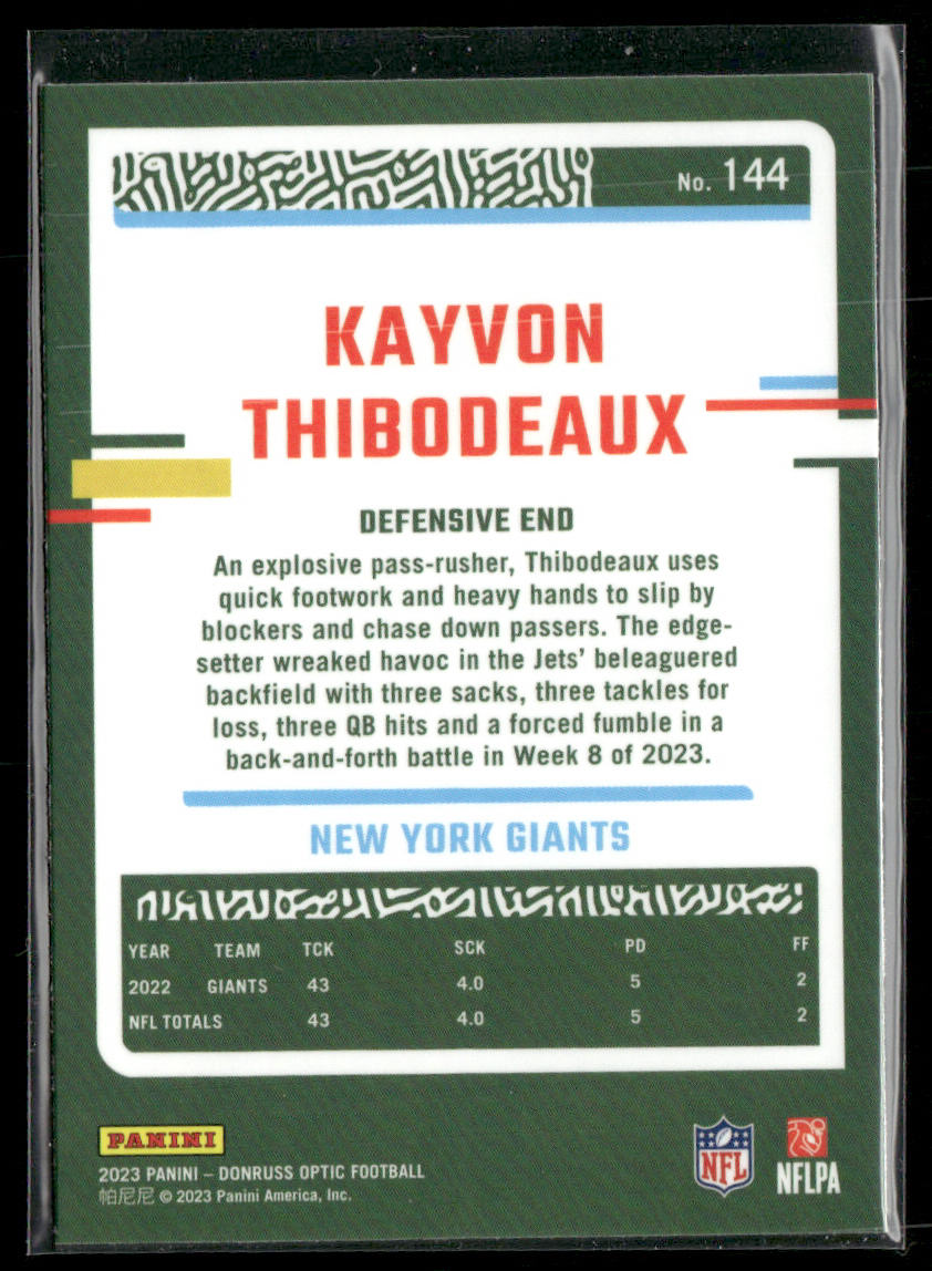 Kayvon Thibodeaux 2023 Donruss Optic #144 New York Giants