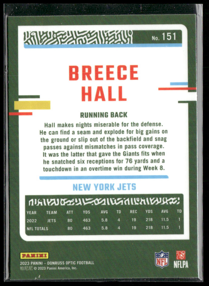 Breece Hall 2023 Donruss Optic #151 New York Jets