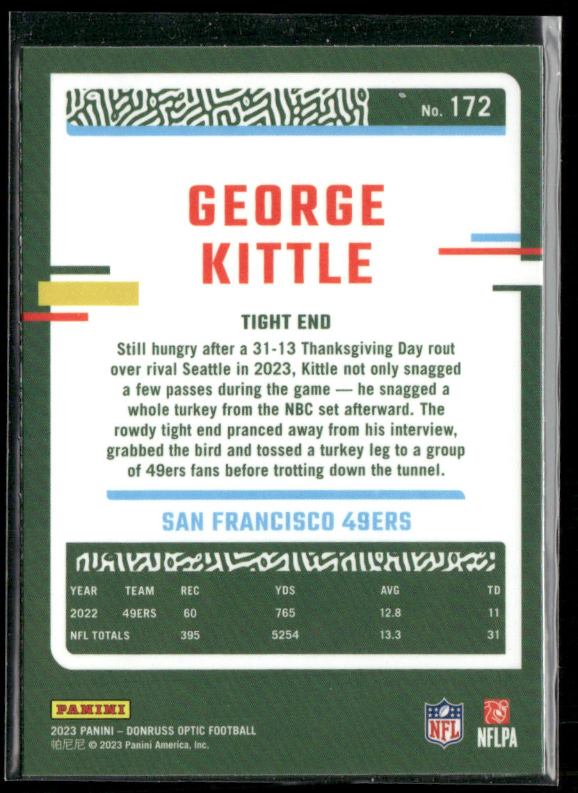 George Kittle 2023 Donruss Optic #172 San Francisco 49ers