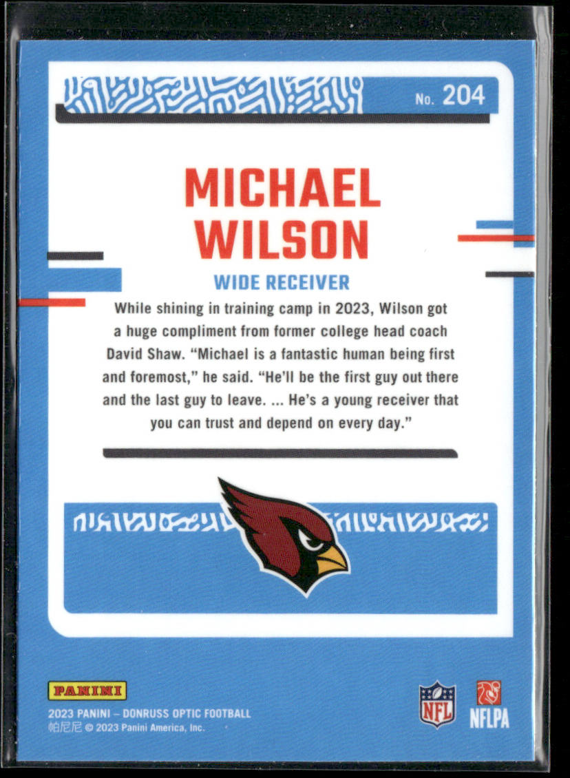 Michael Wilson 2023 Donruss Optic #204 RC Arizona Cardinals
