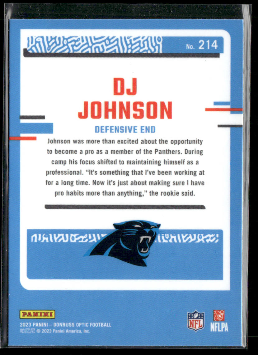 DJ Johnson 2023 Donruss Optic #214 RC Carolina Panthers