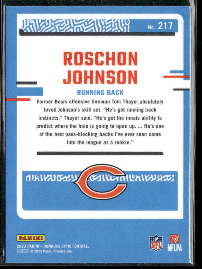 Roschon Johnson 2023 Donruss Optic #217 RC Chicago Bears