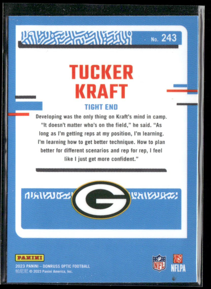 Tucker Kraft 2023 Donruss Optic #243 RC Green Bay Packers