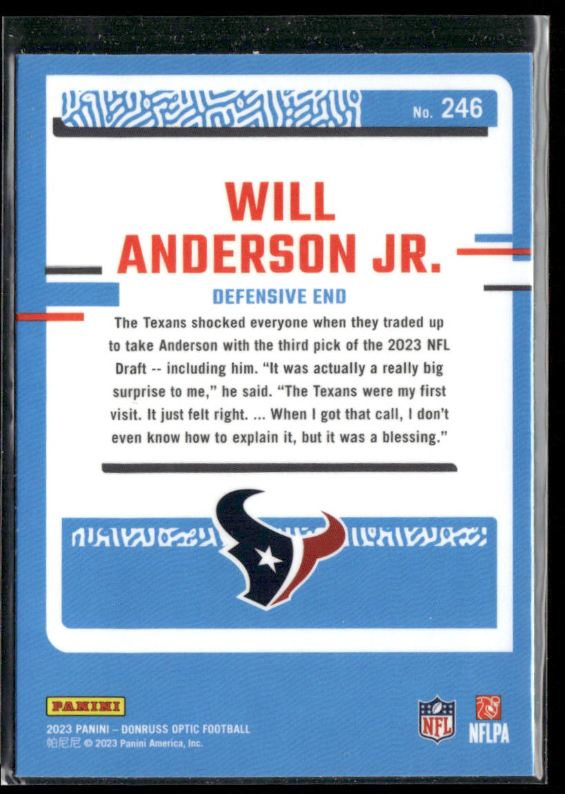 Will Anderson Jr. 2023 Donruss Optic #246 RC Houston Texans