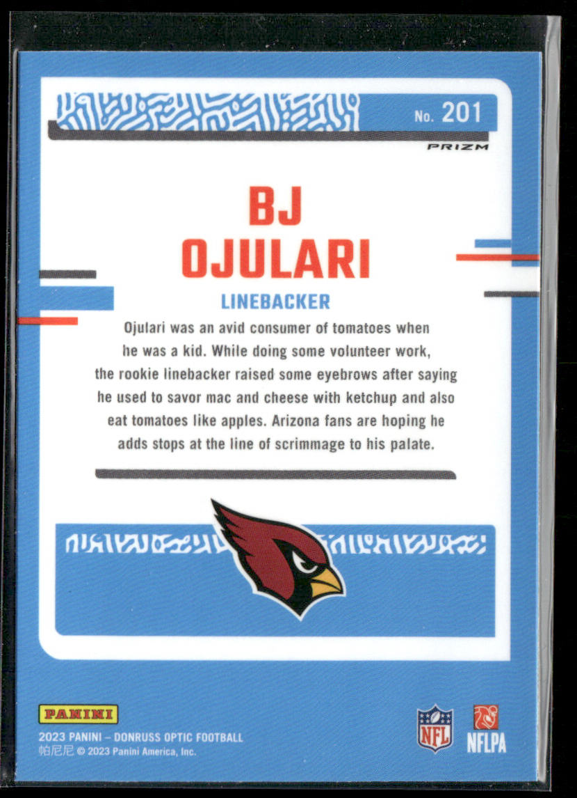 BJ Ojulari 2023 Donruss Optic Blue Hyper #201 RC Arizona Cardinals
