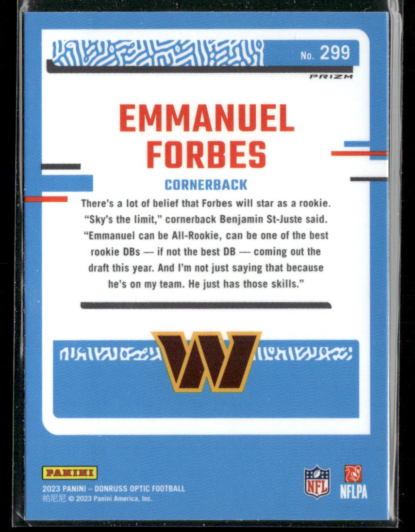 Emmanuel Forbes 2023 Donruss Optic Holo #299 RC Washington Commanders
