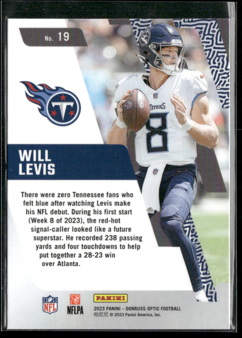 Will Levis 2023 Donruss Optic Primary Colors #19 Tennessee Titans