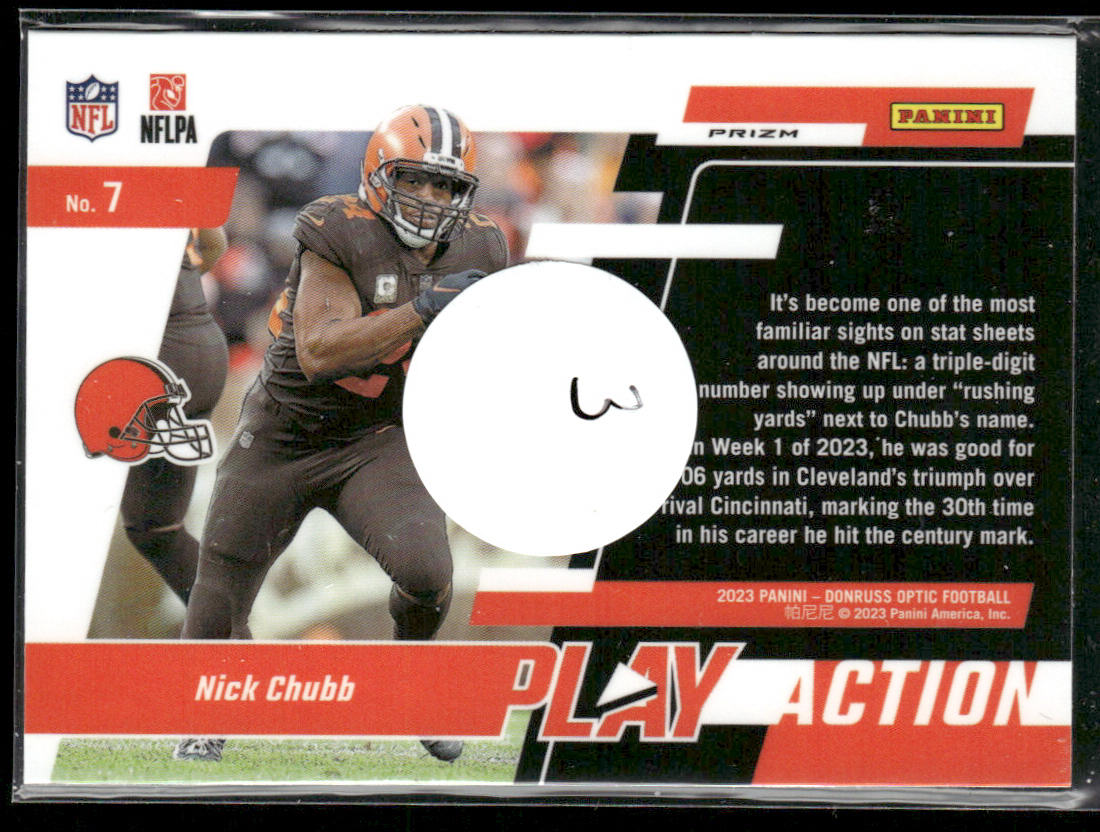 Nick Chubb 2023 Donruss Optic Play Action #7 Cleveland Browns