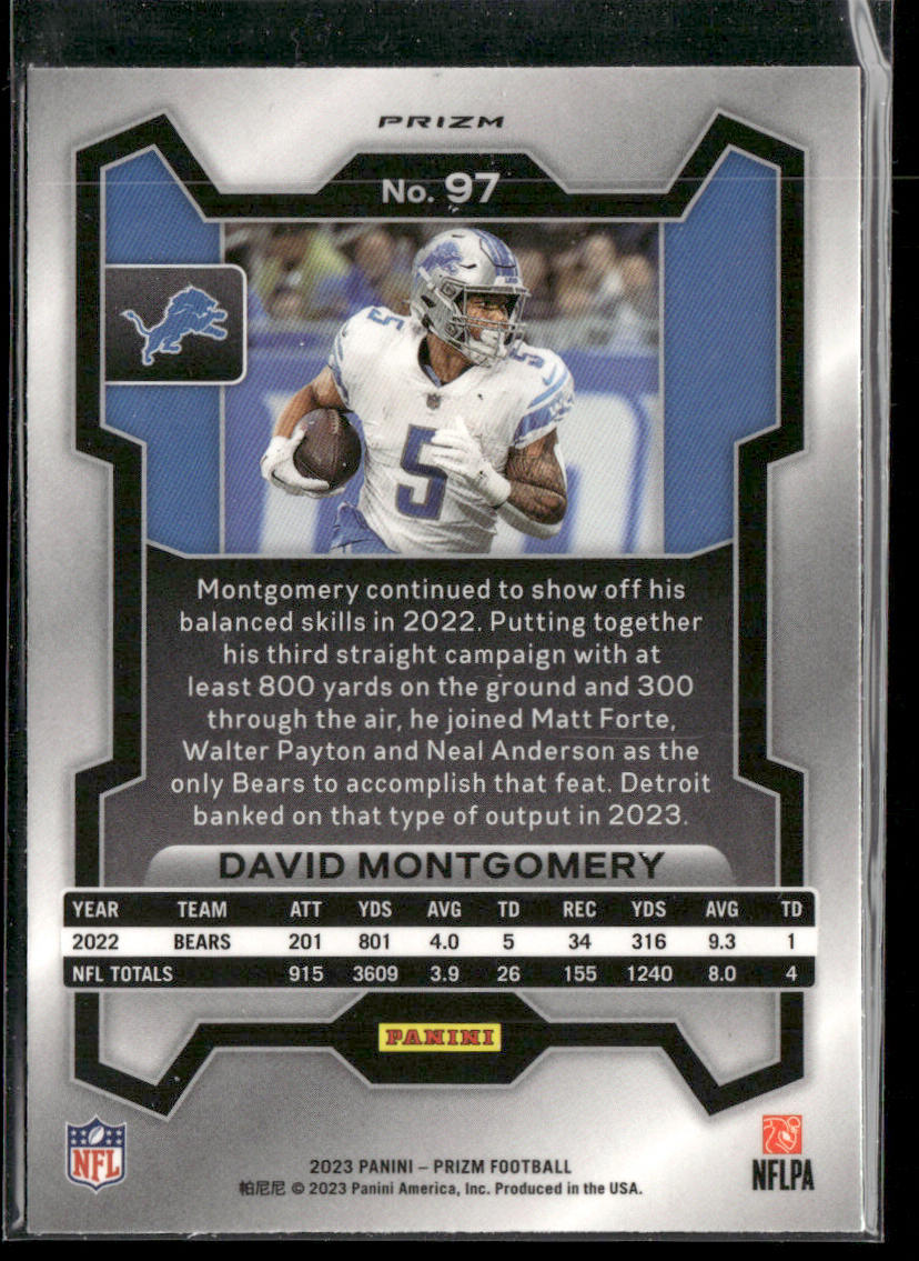 David Montgomery 2023 Panini Prizm Green #97 Detroit Lions