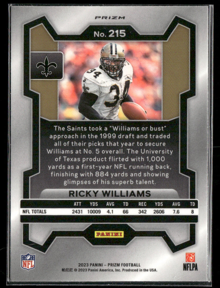 Ricky Williams 2023 Panini Prizm Holo #215 SN New Orleans Saints