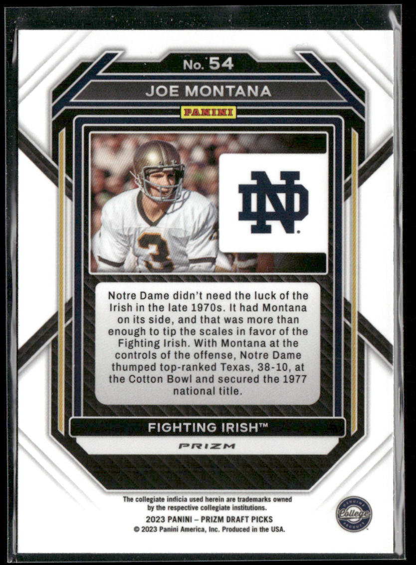 Joe Montana 2023 Panini Prizm Draft Picks Prizms Red Ice #54