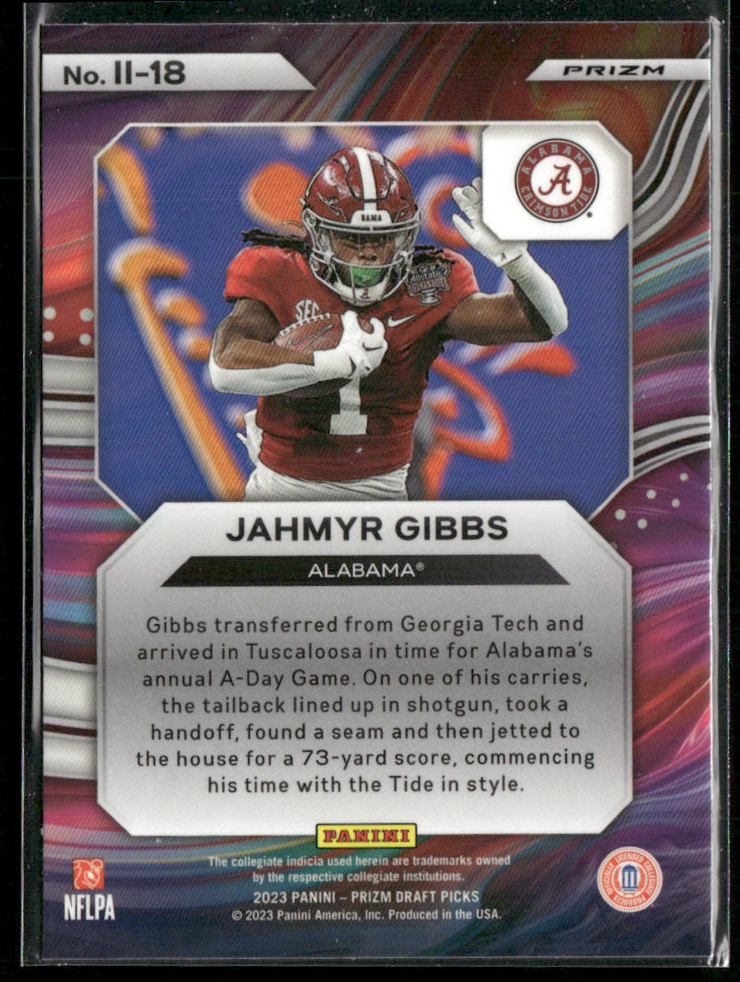 Jahmyr Gibbs 2023 Panini Prizm Draft Picks Instant Impact Red Ice #II-18
