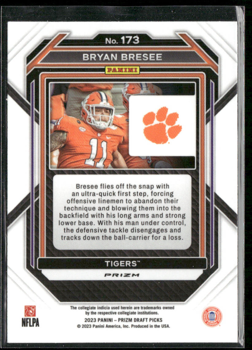 Bryan Bresee 2023 Panini Prizm Draft Picks Prizms Red Ice #173 Clemson Tigers
