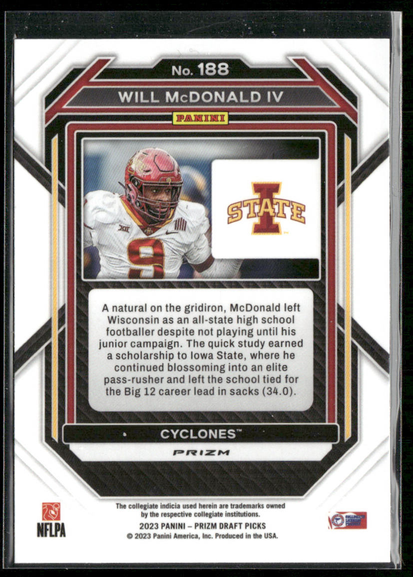 Will McDonald IV 2023 Panini Prizm Red #380 New York Jets