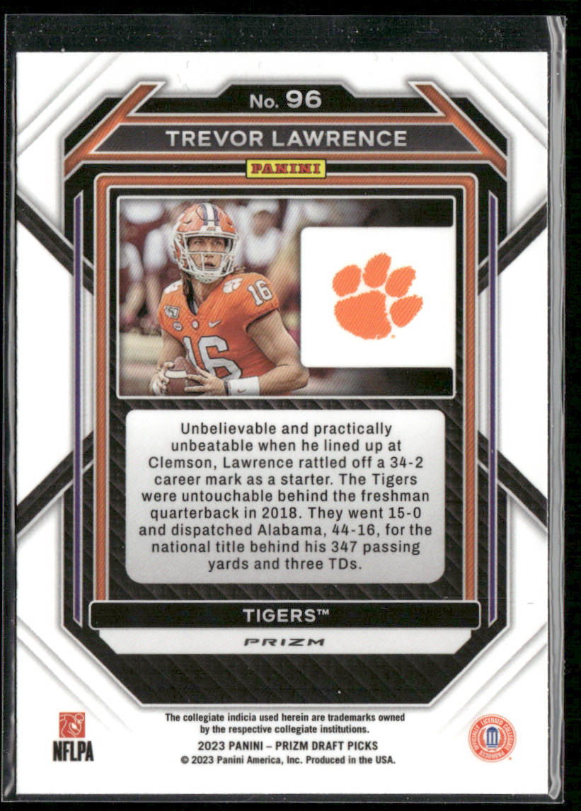 Trevor Lawrence 2023 Panini Prizm Draft Picks Prizms Red Ice #96 Clemson Tigers