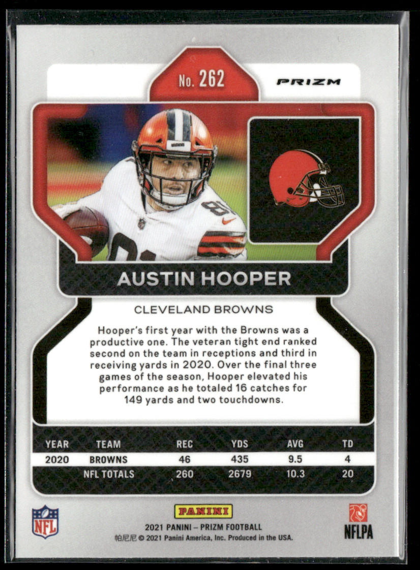 Austin Hooper 2021 Panini Prizm Lazer #262 Cleveland Browns
