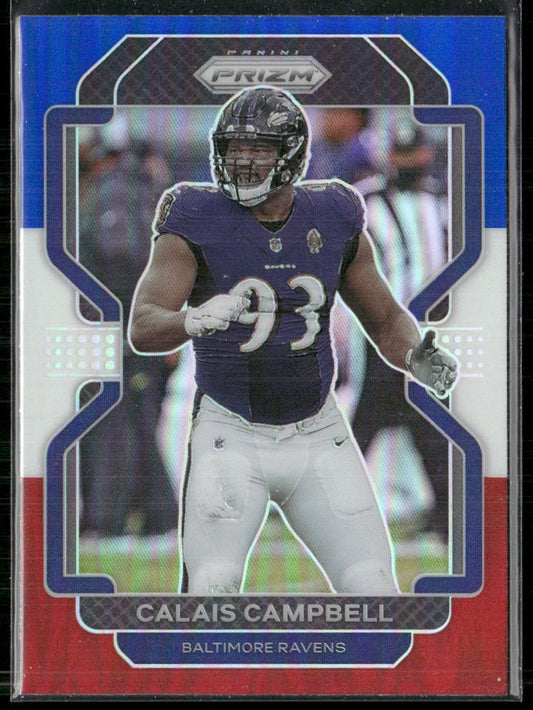 Calais Campbell 2021 Panini Prizm Red White and Blue #284 Baltimore Ravens