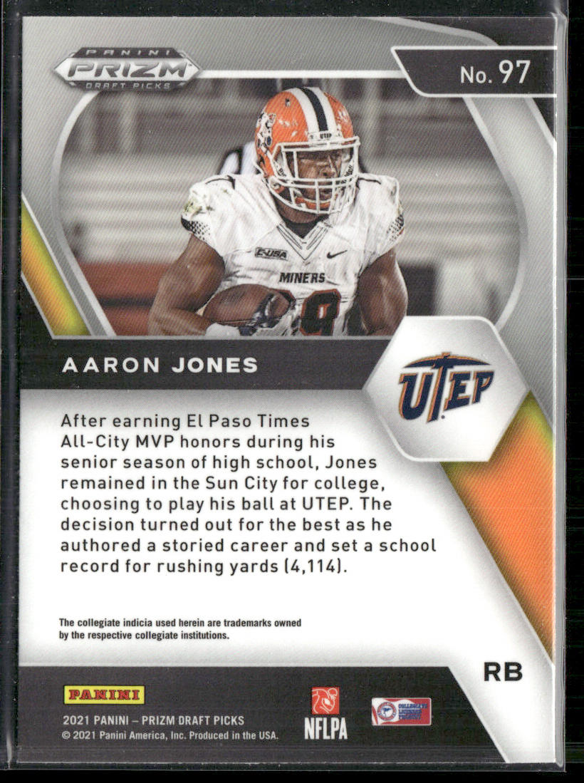 Aaron Jones 2021 Panini Prizm Draft Picks Collegiate #97 UTEP Miners