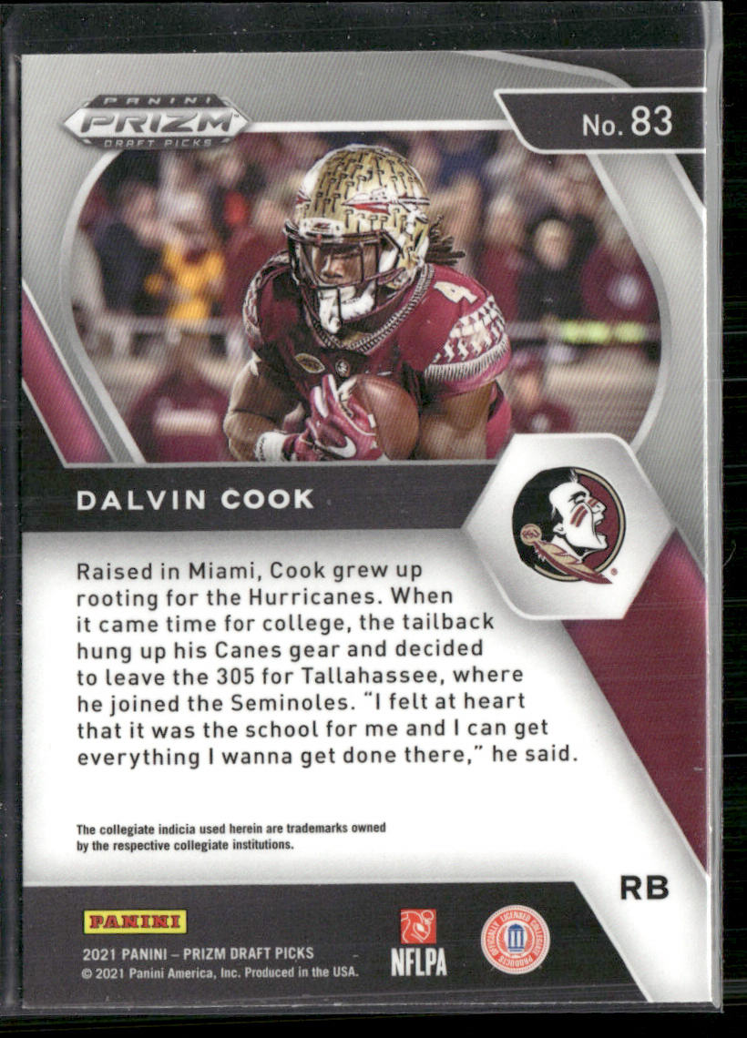Dalvin Cook 2021 Panini Prizm Draft Picks Collegiate #83 Florida State Seminoles