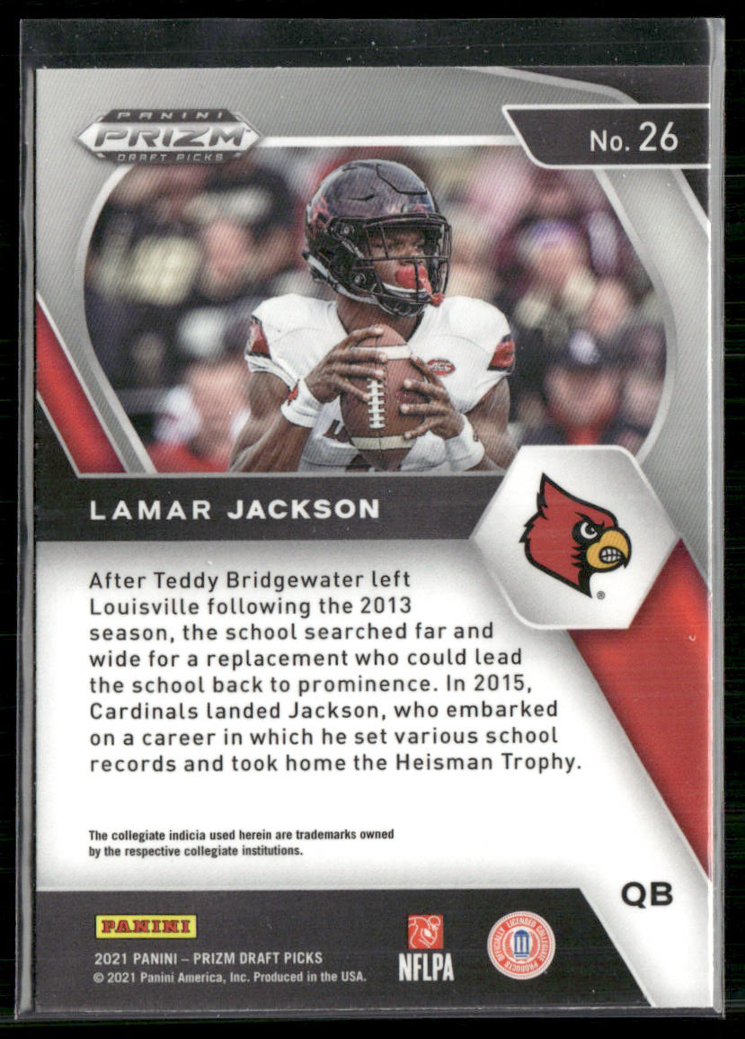 Lamar Jackson 2021 Panini Prizm Draft Picks Collegiate #26 Louisville Cardinals