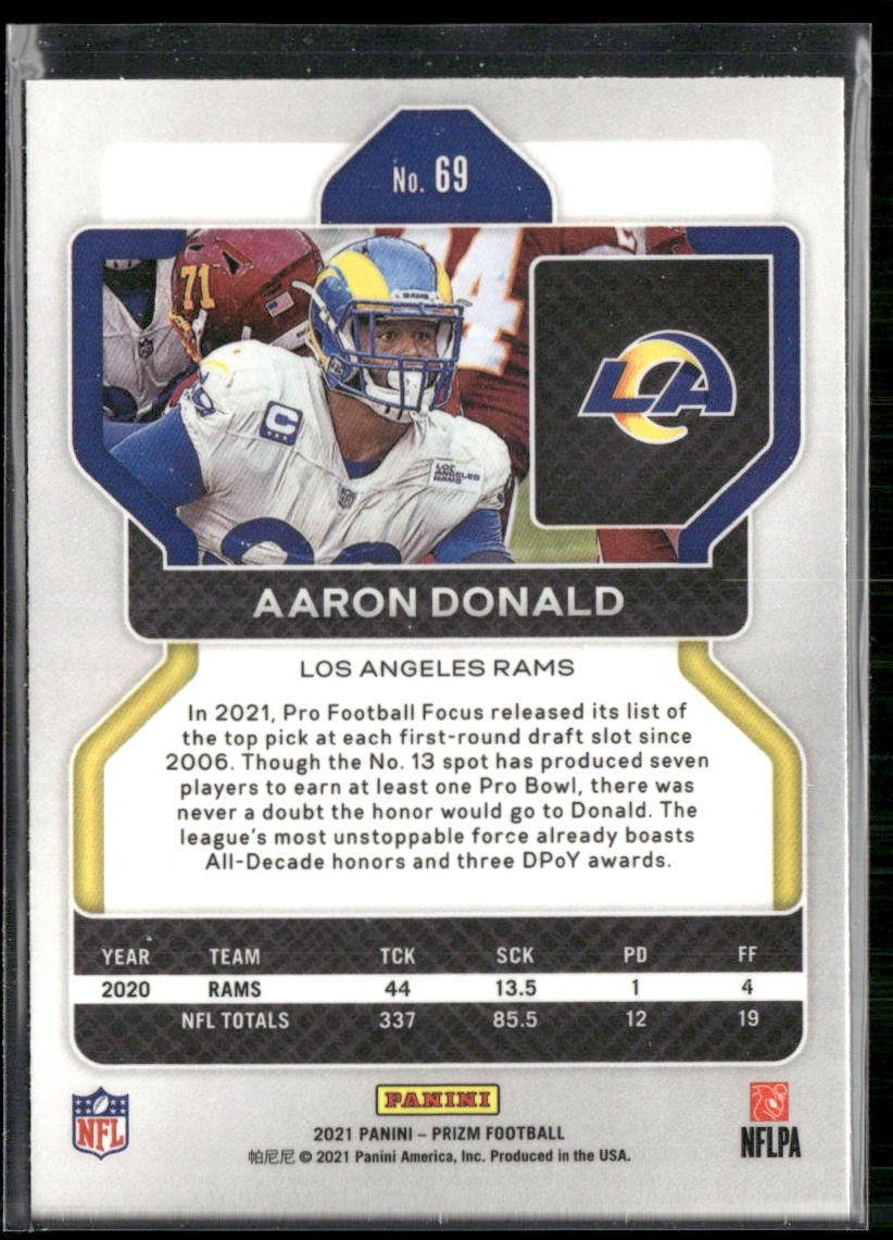Aaron Donald 2021 Panini Prizm #69 Los Angeles Rams