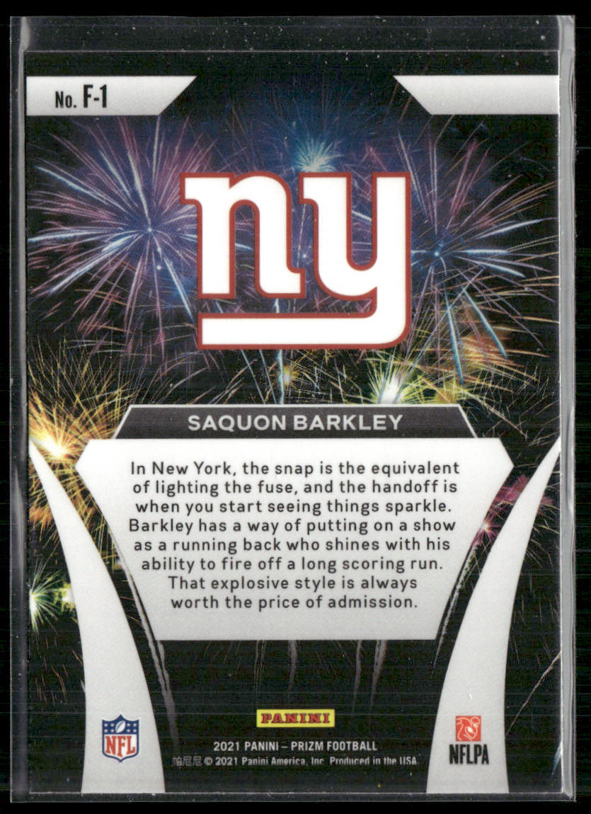 Saquon Barkley 2021 Panini Prizm Fireworks #F-1 New York Giants