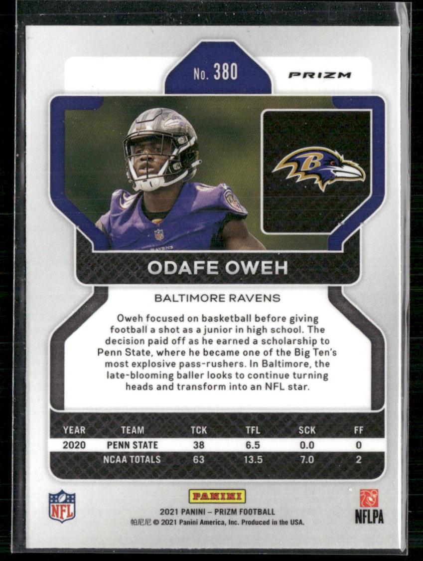 Odafe Oweh 2021 Panini Prizm Silver #380 RC Baltimore Ravens