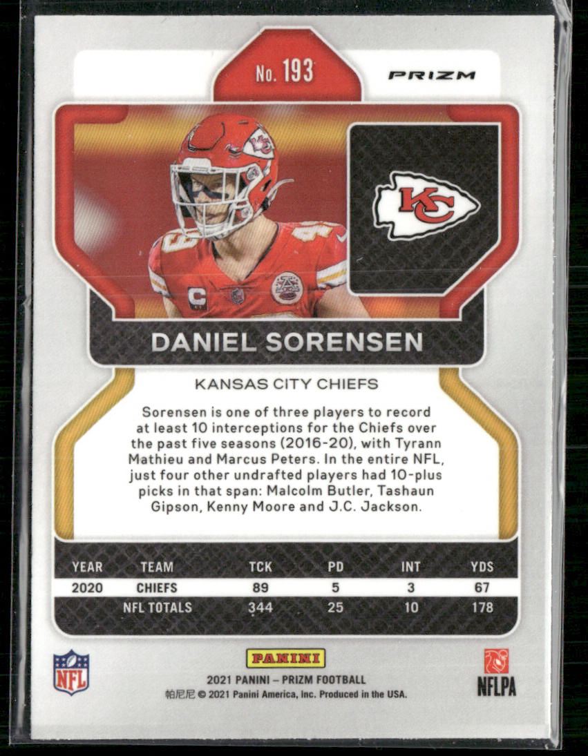 Daniel Sorensen 2021 Panini Prizm Light Blue #193 Kansas City Chiefs