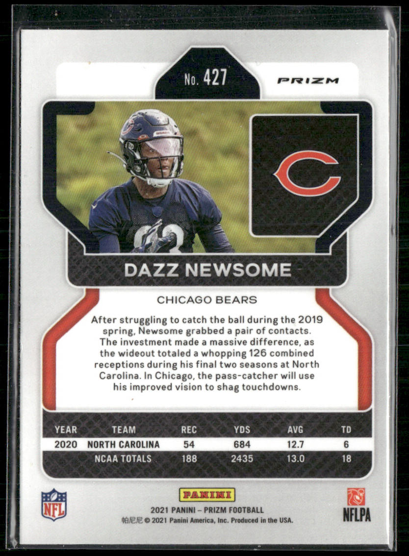 Dazz Newsome 2021 Panini Prizm Pink #427 RC Chicago Bears