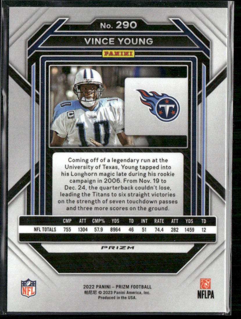 Vince Young 2022 Panini Prizm White Sparkle #290 Tennessee Titans