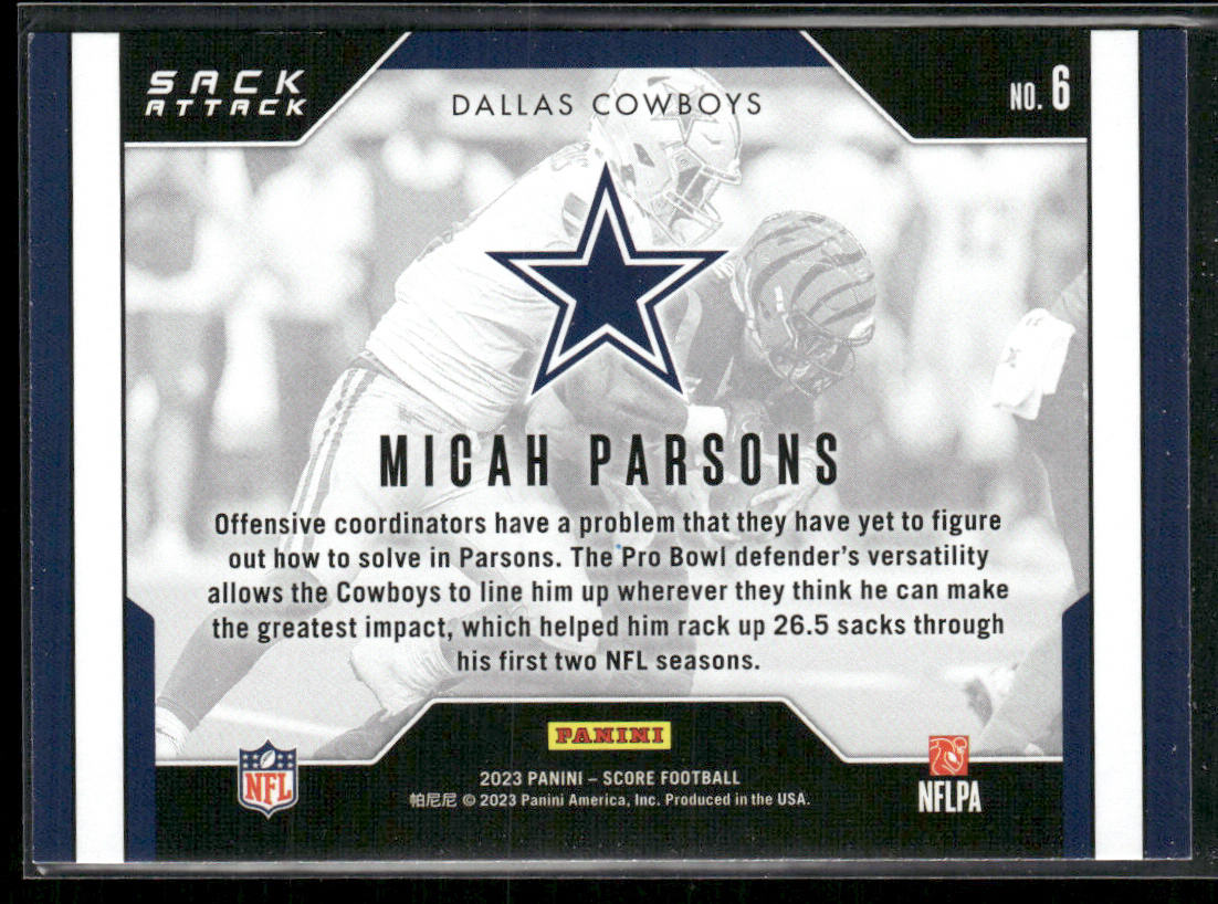Micah Parsons 2023 Score Sack Attack #6 Dallas Cowboys