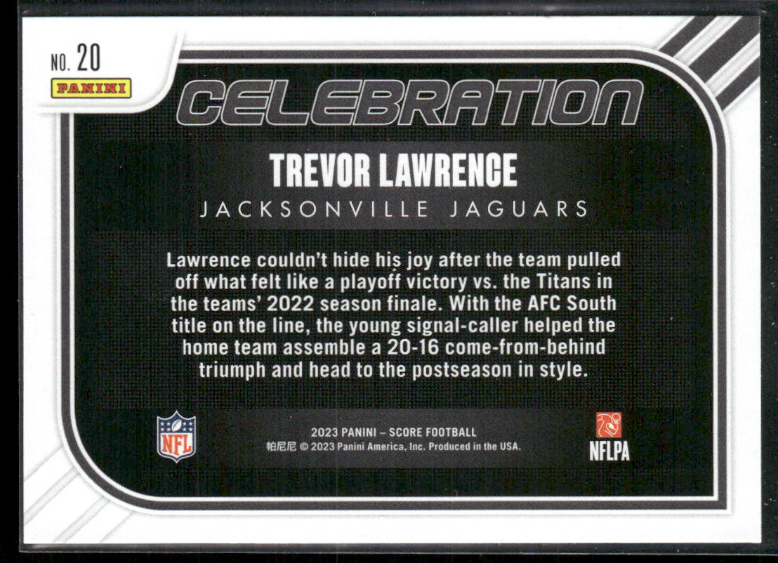 Trevor Lawrence 2023 Score Celebration #20 Jacksonville Jaguars