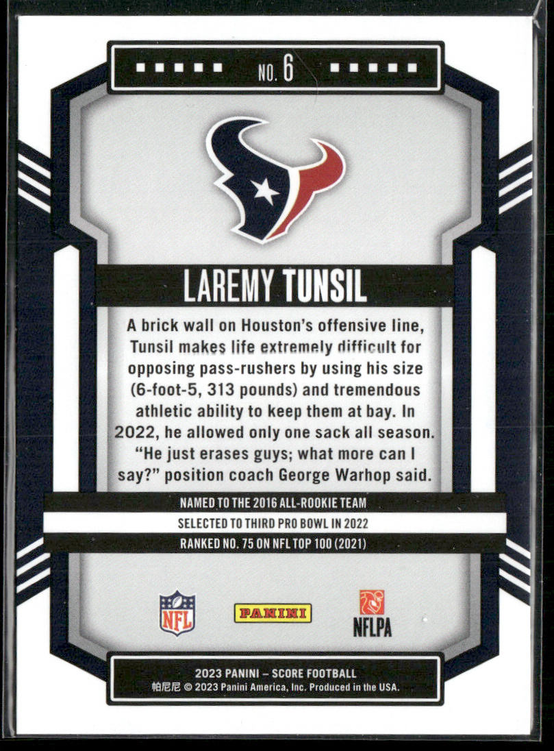 Laremy Tunsil 2023 Score Gold #6 Houston Texans