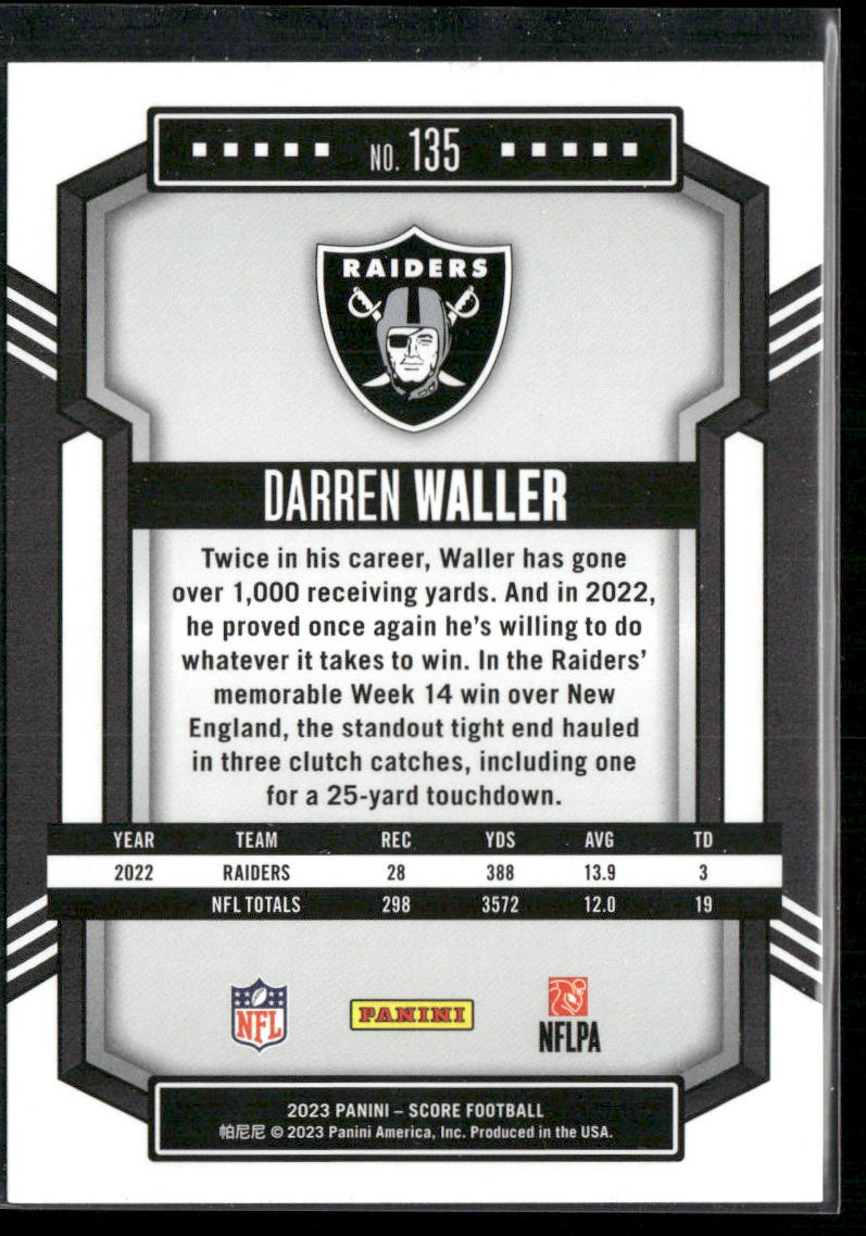 Darren Waller 2023 Score Gold #135 Las Vegas Raiders