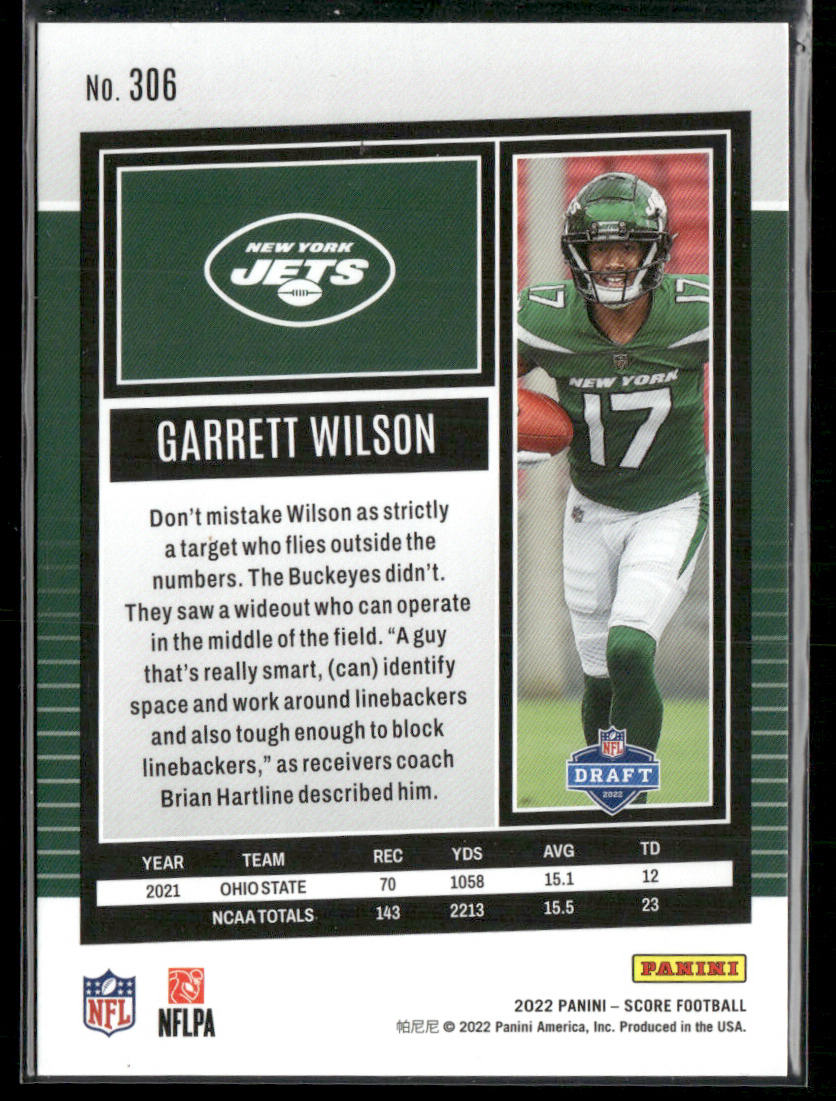 Garrett Wilson 2022 Score Lava #306 SN,RC New York Jets