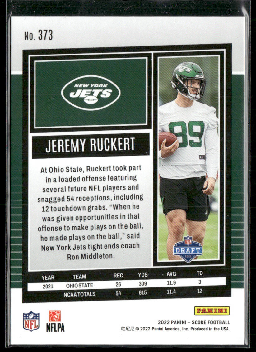 Jeremy Ruckert 2022 Score Lava #373 SN,RC New York Jets