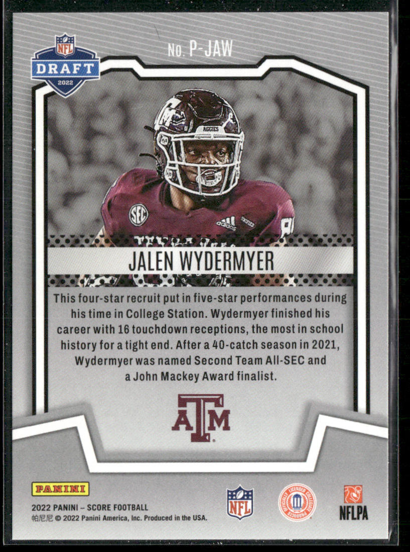 Jalen Wydermyer 2022 Score PROtential #P-JAW Texas A&M Aggies